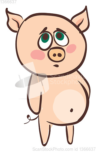 Image of Emoji of a sad rose-colored pig set on isolated white background