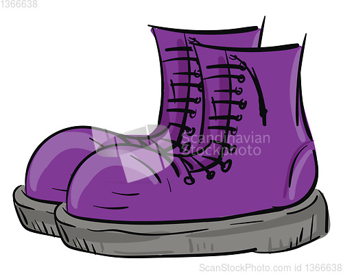 Image of A pair of purple rain boots with lace looks beautiful vector or 