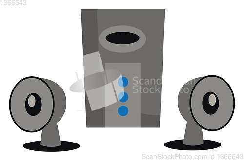 Image of Speaker sound system with subwoofer and control pod vector or co