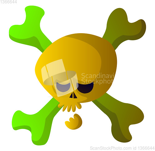 Image of Cartoon yellow skull vector illustartion on white background
