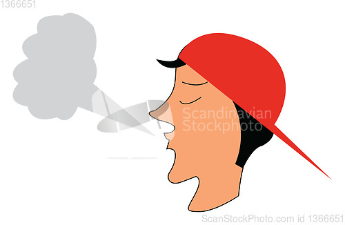 Image of A boy wearing a red cap vector or color illustration