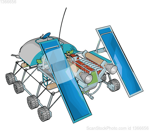 Image of Sci-fi space rover vector illustration on white background