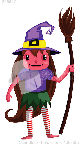 Image of Cute cartoon witch vector illustration on white background.