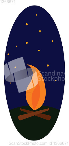 Image of Clipart of an open-air fire in a camp used for cooking serves as