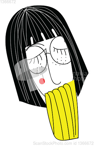 Image of Girl with black short hair and glasses vector illustration on wh