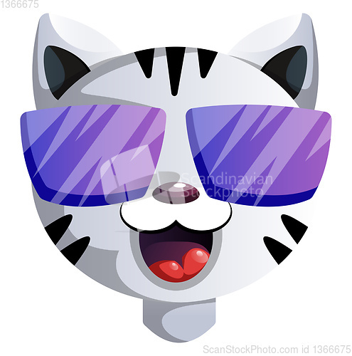 Image of Happy cartoon act with purple sunglasses vector illustartion on 