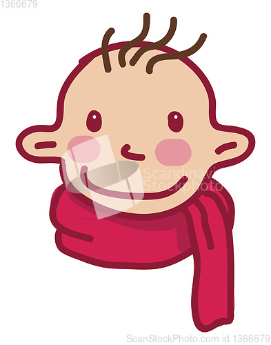 Image of Baby boy with pink scarf vector or color illustration