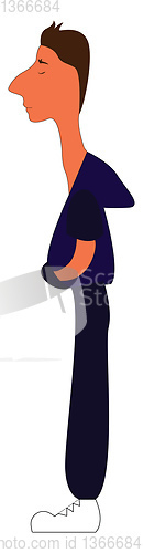 Image of A man wearing blue sweater and pants looks handsome vector or co