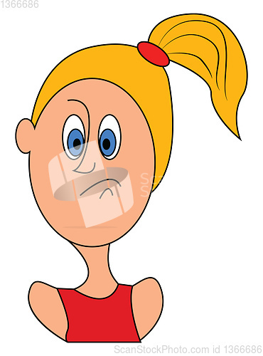 Image of Angry cartoon blonde girl vector illustration on white backgroun