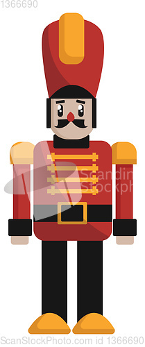 Image of Simple vector illustration of a christmas nut cracker in red and