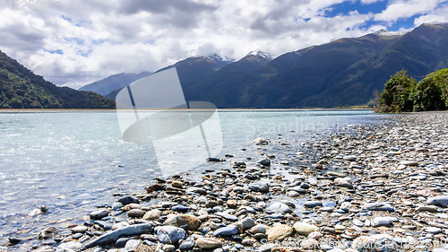 Image of river landscape scenery in south New Zealand