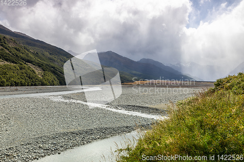 Image of dramatic landscape scenery Arthur\'s pass in south New Zealand