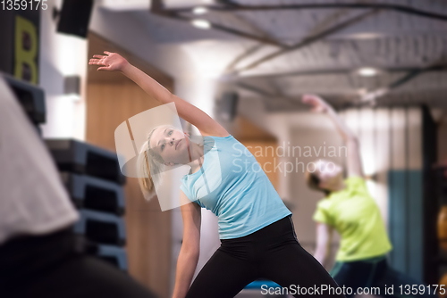 Image of sporty women doing aerobics exercises