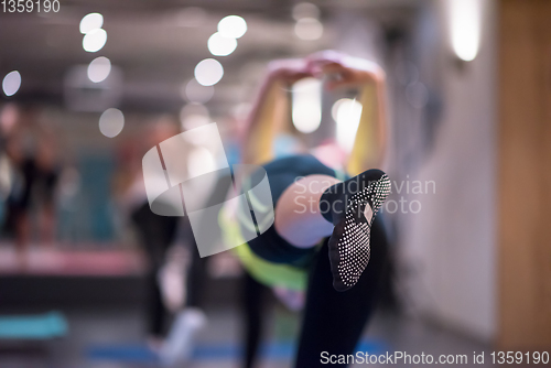 Image of sporty women doing aerobics exercises