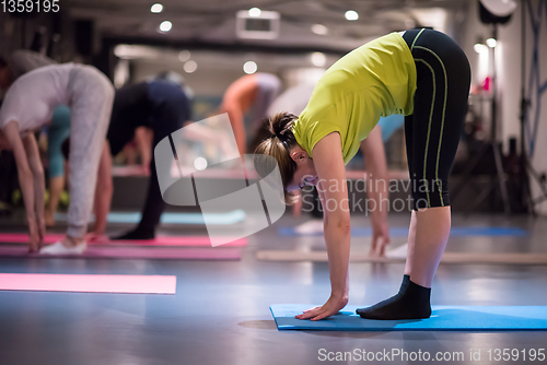 Image of sporty women doing aerobics exercises