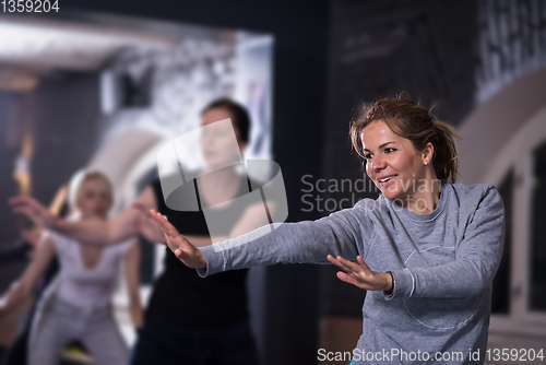 Image of sporty women doing aerobics exercises