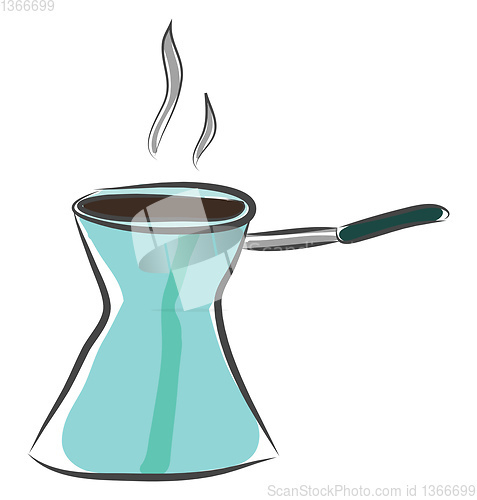 Image of A blue coffee maker vector or color illustration