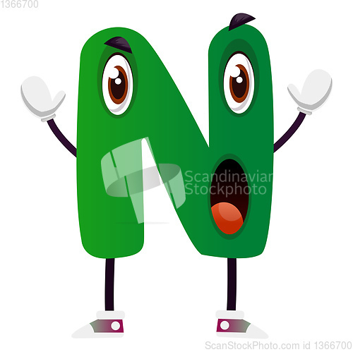 Image of Green letter N vector illustration on white background