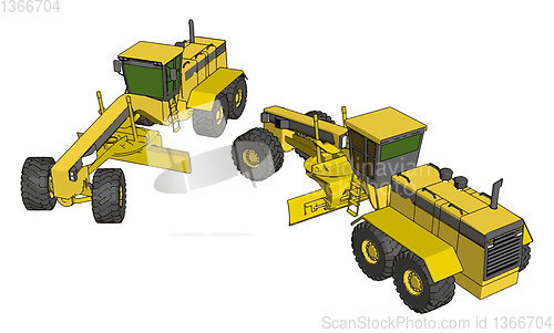 Image of Yellow industrial grader vector illustration on white background