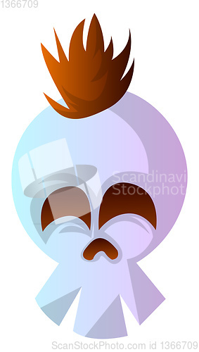 Image of Cartoon white skull with brow hair vector illustration on white 