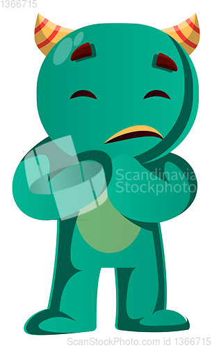 Image of Green monster is afraid vector illustration