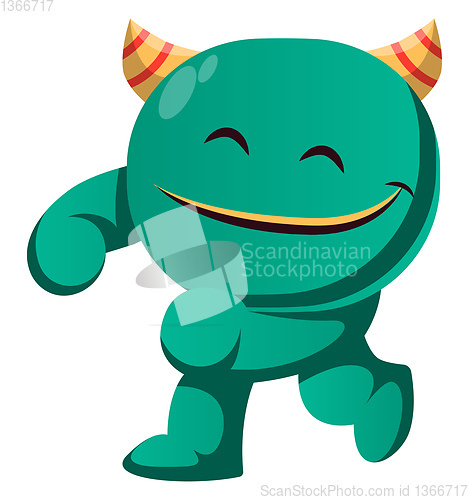 Image of Satisfied green monster vector illustration