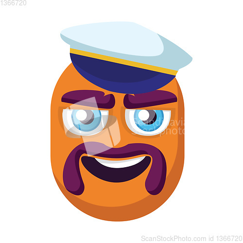 Image of Sailor orange emoji gace vector illustration on a white backgrou
