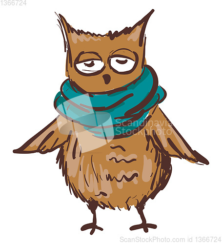 Image of A blue owl vector or color illustration