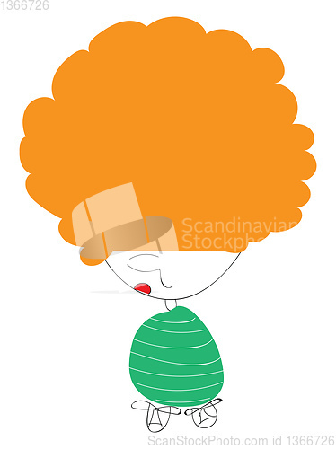 Image of An orange-haired cute little cartoon kid vector or color illustr