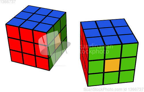 Image of A colorful 3-D cube vector or color illustration