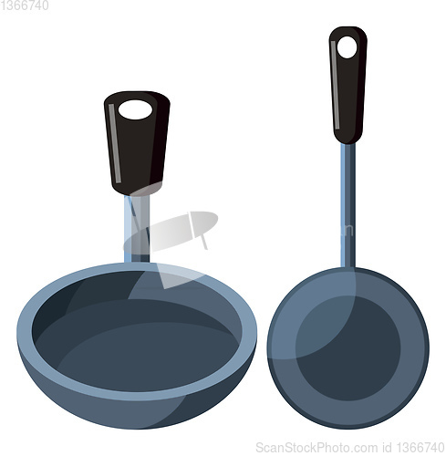 Image of Fry Pans vector color illustration.