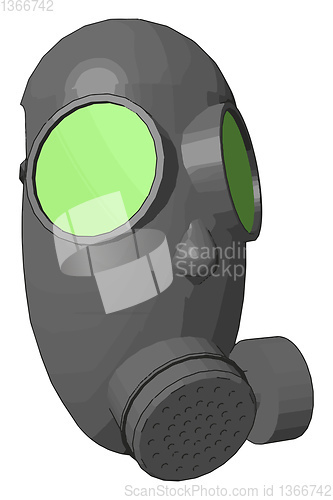 Image of Grey gas mask with green detailes vector illustration on white b