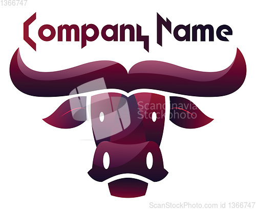 Image of Deep purple bull head vector logo design on white background