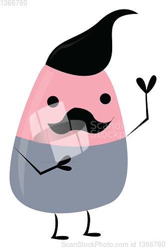 Image of A rose and grey-colored cartoon monster with a big mustache vect