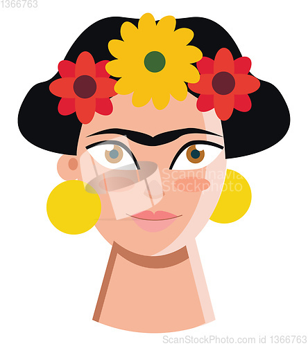 Image of Self portrait of the Mexican artist Frida Kahlo vector color dra