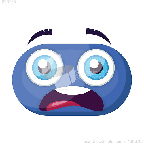 Image of Scared blue emoji face vector illustration on a white background