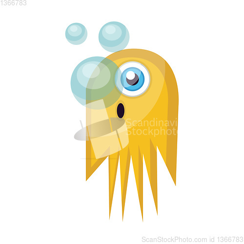 Image of Yellow monster releasing air bubblesvector emoji illustration on