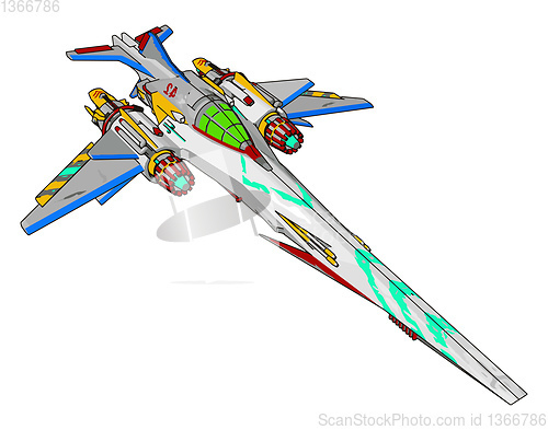 Image of Colorful fantasy battle cruiser vector illustration on white bac