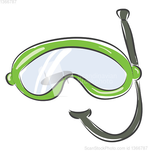 Image of Simple picture of green snorkeling goggles vector illustration o
