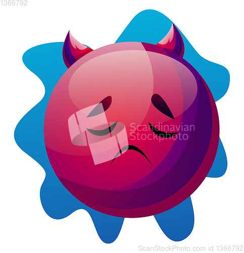 Image of Sad purple cartoon monster vector illustartion on white backgrou