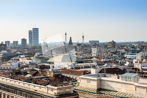 Image of aerial view over Milan Italy