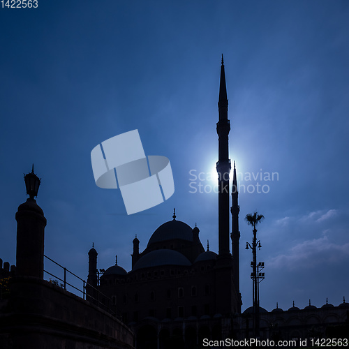Image of The Mosque of Muhammad Ali in Cairo Egypt at night