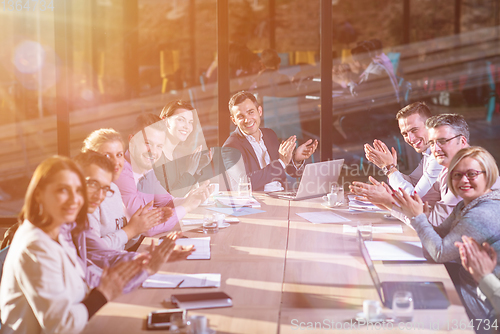 Image of young business team on meeting at office