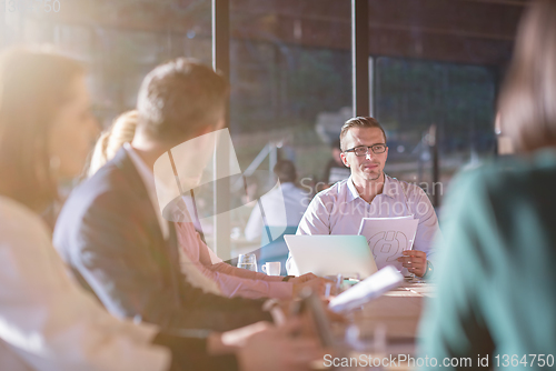 Image of young business team on meeting at office