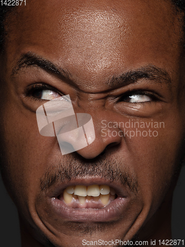 Image of Close up portrait of young african-american man