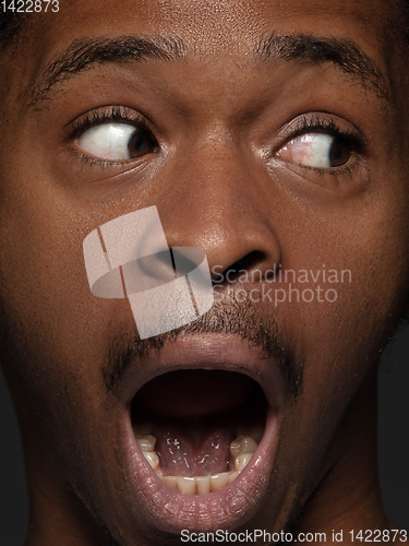 Image of Close up portrait of young african-american man