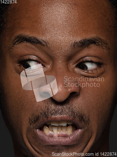 Image of Close up portrait of young african-american man