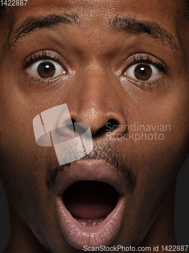 Image of Close up portrait of young african-american man