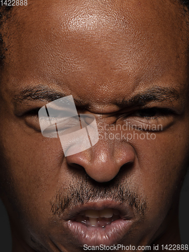 Image of Close up portrait of young african-american man