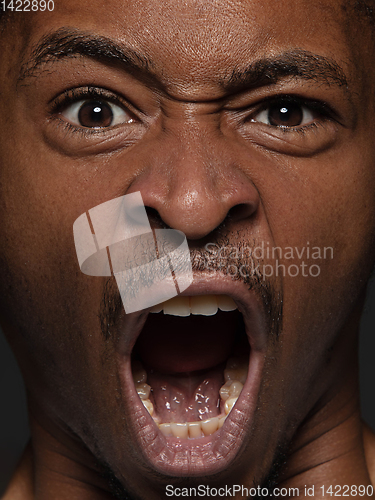 Image of Close up portrait of young african-american man